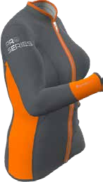 T2 PRO SERIES CHILLPROOF LONG SLEEVE FULL ZIP TITANIUM / ORANGE TOP - WOMENS