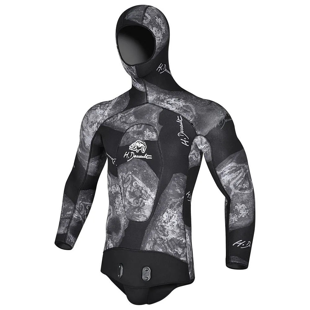 H.dessault by c4 Black Side 3 mm spearfishing jacket